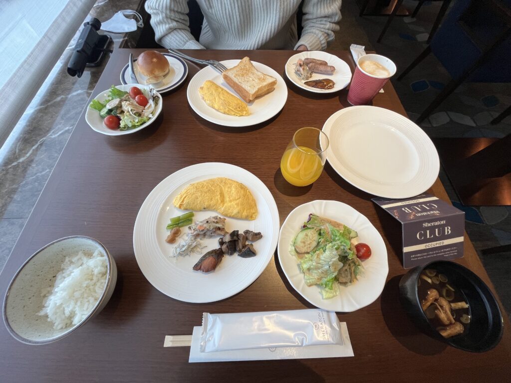 横浜ベイシェラトンのクラブラウンジの朝食